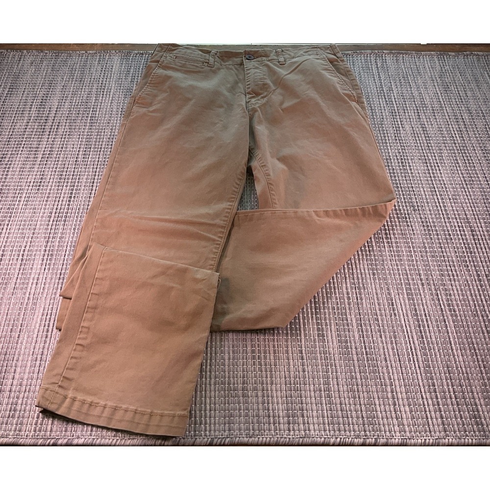 American Eagle Mens Flex Chino Straight Leg Pants Beige Tan 33x34 Stretch Cotton